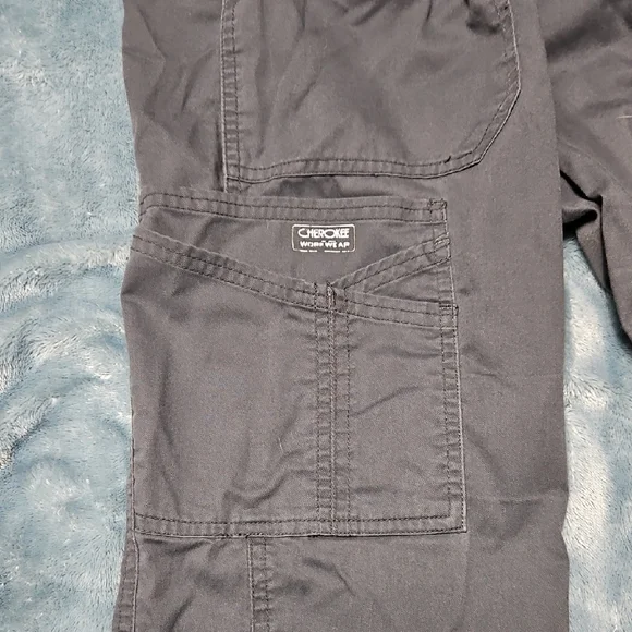 Women's Drawstring Cargo Scrub Pants - Gray - Picture 6 of 6